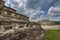 Detail of an ancient pyramid at the EL Tajin archeological site, in Papantla