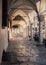 Detail of the arcades of the medieval town of Montagnana.