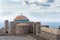 Detail of architecture chapel dome, Greece