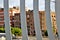 Detail of Arganzuela Footbridge with buildings in background, Ma