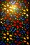 Detail of beautiful multi colored stained glass rose window with flower prints