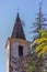 Detail of the bell tower of Apricale Imperia, Liguria, Italy.