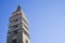 Detail of the bell tower of Saint Zeno cathedral church in Pistoia city - Tuscany - Italy - Image with copy space