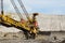 Detail of big wheel brown coal mine excavator