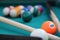 Detail of billiard balls and sticks