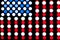 Detail of blurred led lights forming a bright glowing american flag