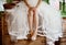 Detail of bridal legs with shoes