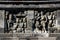 Detail of Buddhist carved relief in Borobudur temple in Yogyakarta, Java, Indonesia