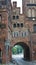 Detail of Burgtor or Burg Tor nothern Gate in a gothic style, beautiful architecture, Lubeck, Germany