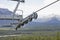 Detail Of Cable Car Mechanism Over Forested Valley In Alaska