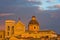 Detail of Cagliari downtown panoramic view at sunset in Sardinia