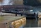 Detail of canal lock on a frosty winter morning.