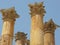 Detail of the capitals of the columns in the Roman city of Jerash, Jordan