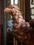 Detail of carved eagle lectern in medieval church