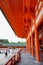 Detail of ceiling and interior of Heian Shrine main prayer hall