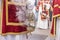 Detail of censer producing smoke and fragrance of incense in a procession of Altar boys or acolytes in the holy week procession.