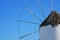 Detail of a characteristic windmill typical of the island of Mykonos