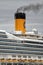 Detail of the chimney of cruiseship Costa Magica.