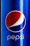 Detail of classic Pepsi can on black background. Studio shot in Bucharest, Romania, 2021