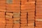 Detail close-up red brick background texture horizontal