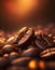 A detail of coffe grains with warm background
