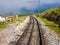 Detail of a cogwheel railway in La Rhune, France