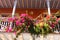 Detail of a colonial house. balcony with flowers