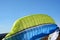 Detail of colorful bright parachute on the ground