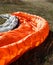 Detail of colorful bright parachute on the ground