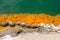 Detail of colorful geothermal pool at Wai o Tapu, New Zealand