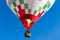 Detail colorful hot air balloon in flight flame propane