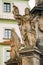 Detail of Column. Statue on main town square in Cesky Krumlov, Czech Republic