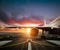 Detail of commercial airplane at the runway