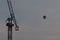 Detail of Crane in the centre of Bristol and hot-air balloon