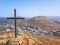 Detail of a cross in the cone of a volcano in the ascent to the volcano MontaÃ±a Blanca on the island of Lanzarote, Canary Islands