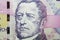 Detail of czech crowns one thousand banknote with Frantisek Palacky portrait