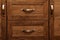 Detail of decorated furniture drawers. old drawer - damper