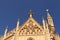 Detail of the decorative towers of the Lednice castle. Lednice-Valtice area in the Czech Republic.