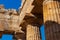 Detail of doric columns of the greek Temple of Hera-II. Paestum, Italy