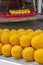 Detail of edam cheeses, town cheese market, Edam, North Holland, Netherlands