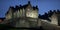 Detail of Edinburgh Castle at nightfall in winter