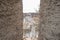 Detail of an embrasure in the castle wall of the fortress Feste Oberhaus near the three rivers city Passau, Germany