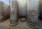 Detail of the entrance colonnade from the enclosure wall to the south court of the Step Pyramid of Djoser in Egypt.