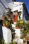 Detail of the entrance of a white house at the village of Castelo de Vide, Alentejo, Portugal