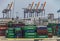 Detail of Evergreen container yard at San Pedro harbor, Los Angeles, USA