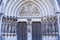 Detail of the facade of the cathedral of Cork. The facade of the building. Neo-Gothic style. Front entrance sculpture of Five Wise