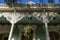 Detail of the facade of a colorful wood house in the Marigny neighborhood in the city of New Orleans, Louisiana