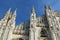 Detail of Facade of Gothic Cathedral in Milan Italy