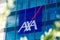 Detail of the facade of the headquarters of the insurance group Axa