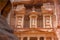 Detail of the facade of Treasury Al Khazneh, Petra, Jordan